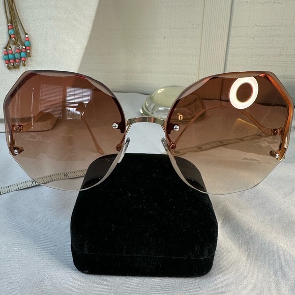 Fun gradient amber octagon fashion sunglasses - Picture 1 of 6